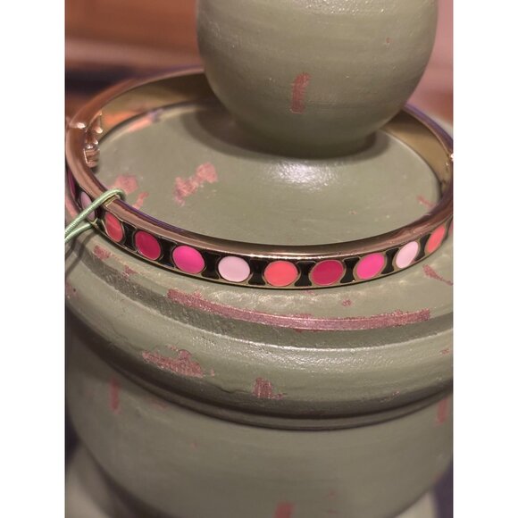Vera Bradley Thin Bangle Gold Tone Enamel Dots Bracelet Pink Orange White Colors - Picture 7 of 7